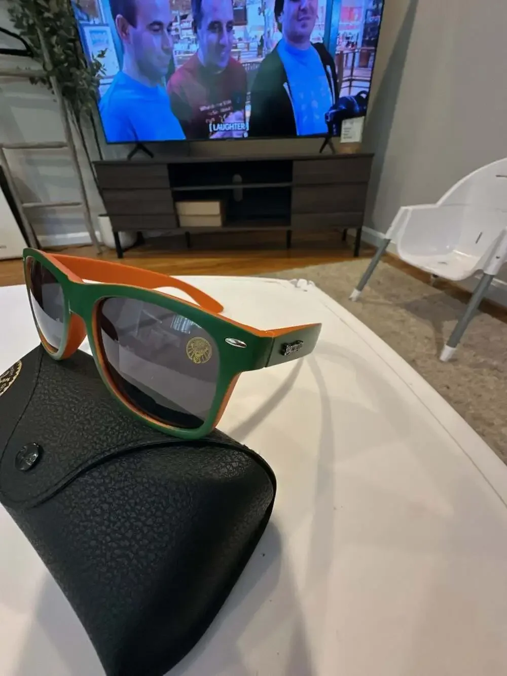Jägermeister Promotional Green and Orange Wayfarer Sunglasses And Ray Ban Case